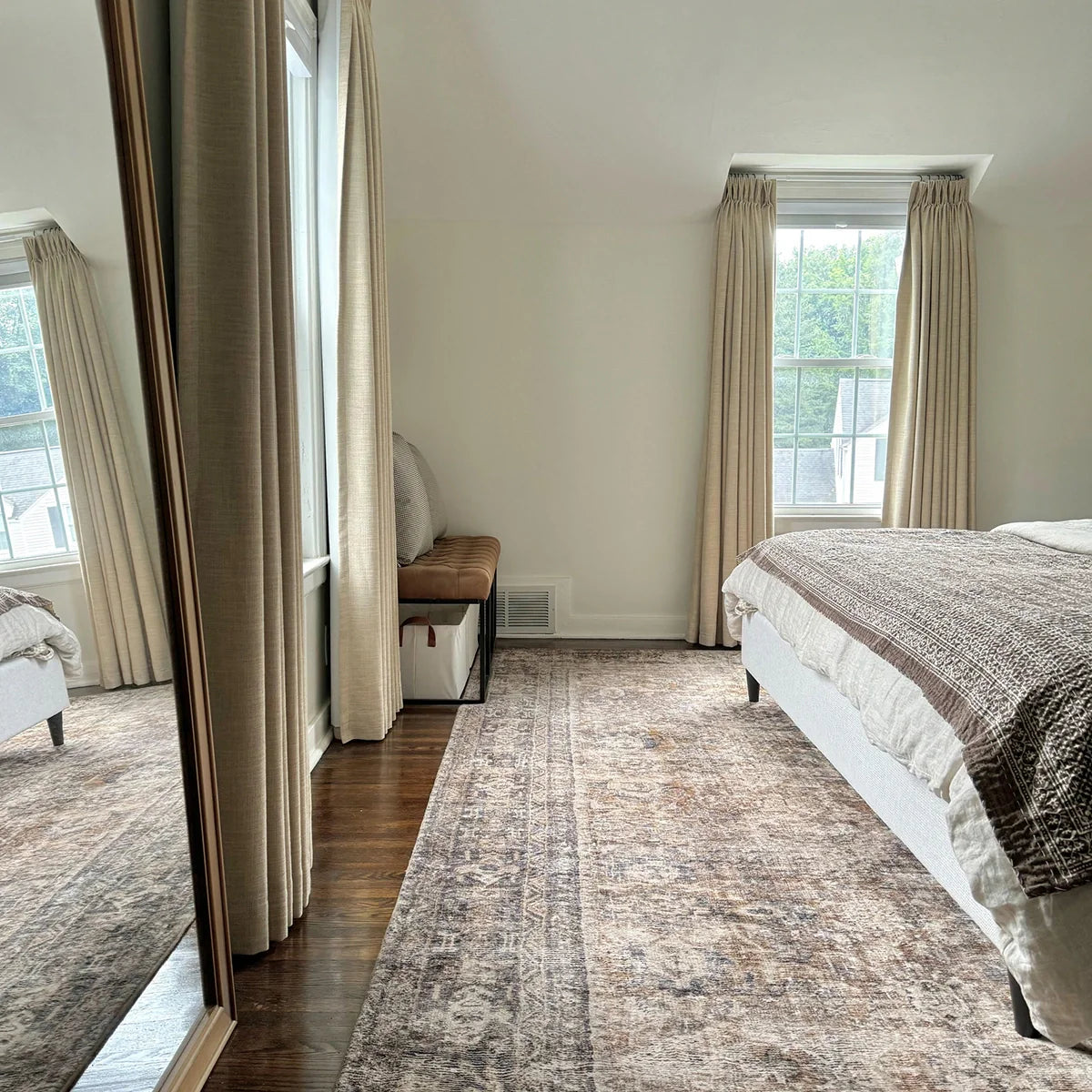 Pinch Pleated Blackout Curtains - 100% Linen Custom Drapes in Grey & Beige | Modern Thermal Insulated Window Treatments for Living Room & Bedroom