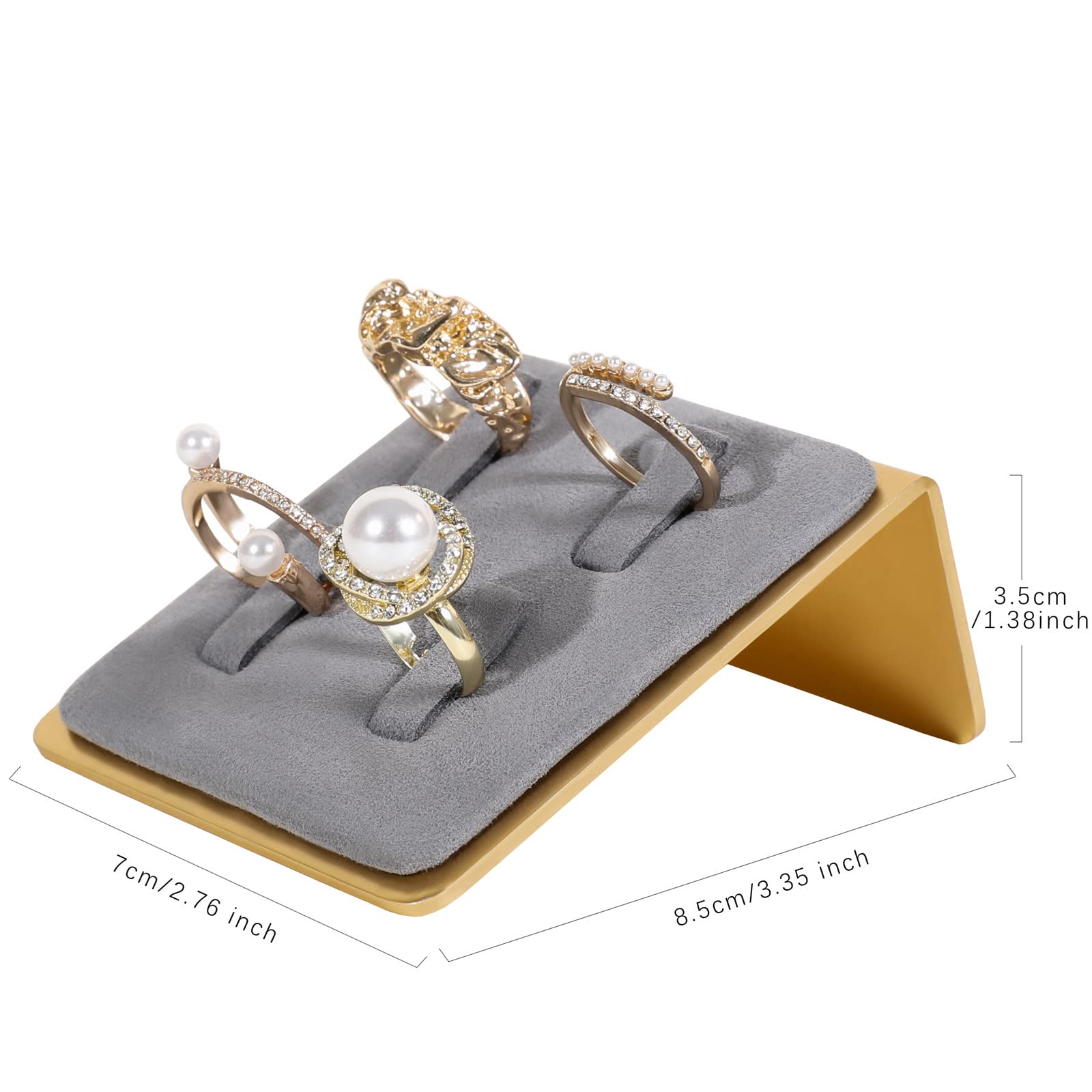 GemeShou Grey Velvet Ring Holder - Elegant Jewelry Display Stand for Men & Women - Perfect for Wedding, Engagement, and Gift Presentation