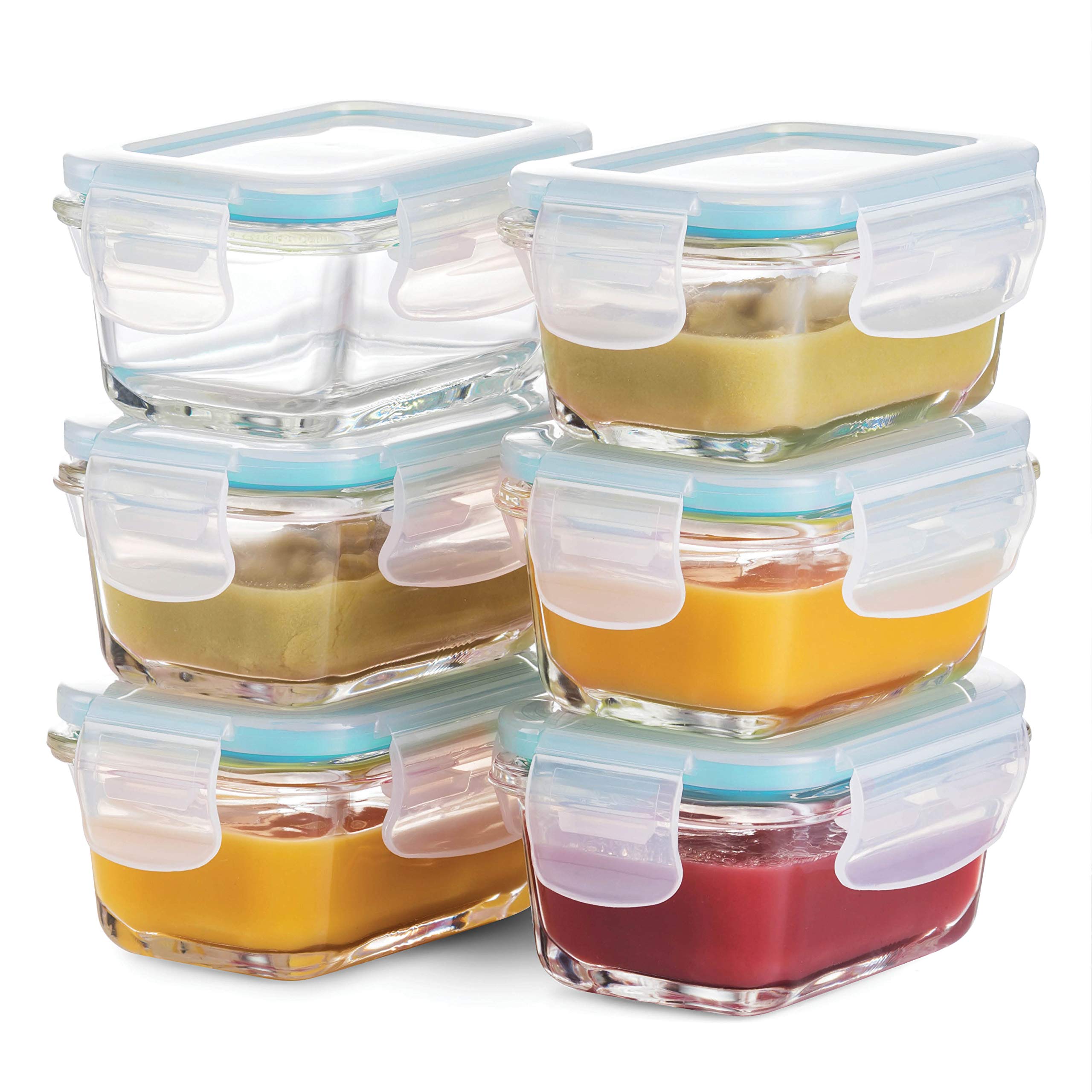 Airtight Glass Meal Prep Containers - Microwave Safe for Snacks & Dips - 6-Pack