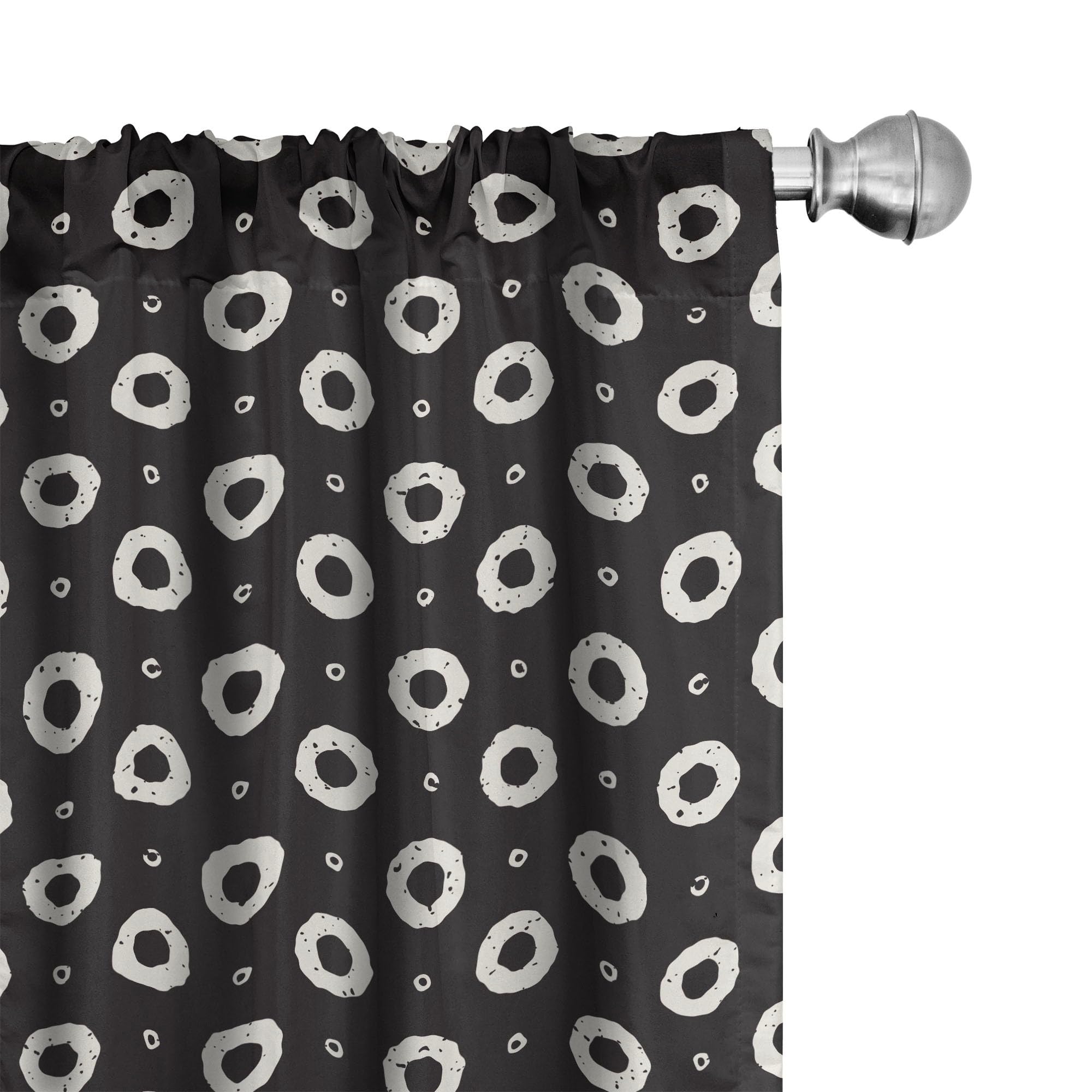 Ambesonne Black and White Geometric Donut Pattern Curtains - Hand-Painted Style Window Treatments, 2 Panels Set (28