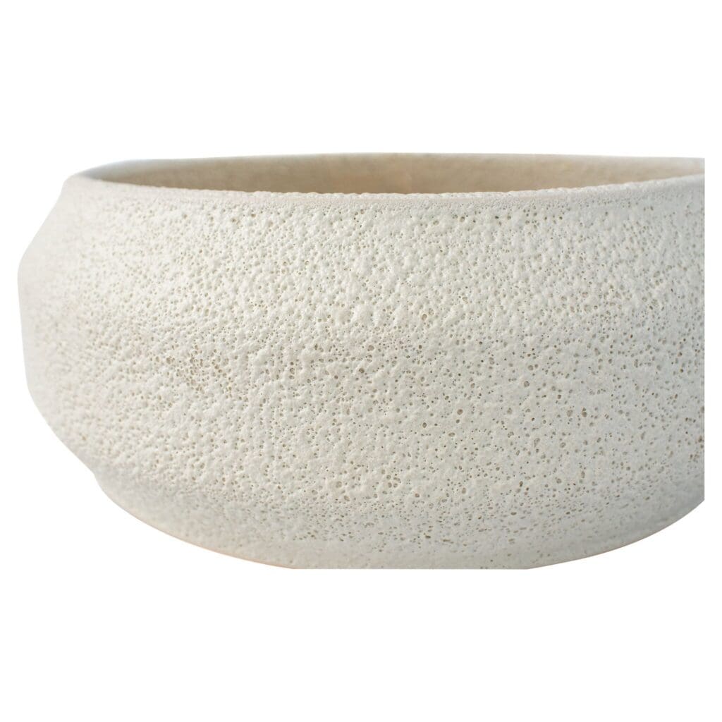 Cyan Design 11778 Large White on Terra Porous Ceramic Bowl - Perfect for Home Decor, Centerpieces & Fruit Display