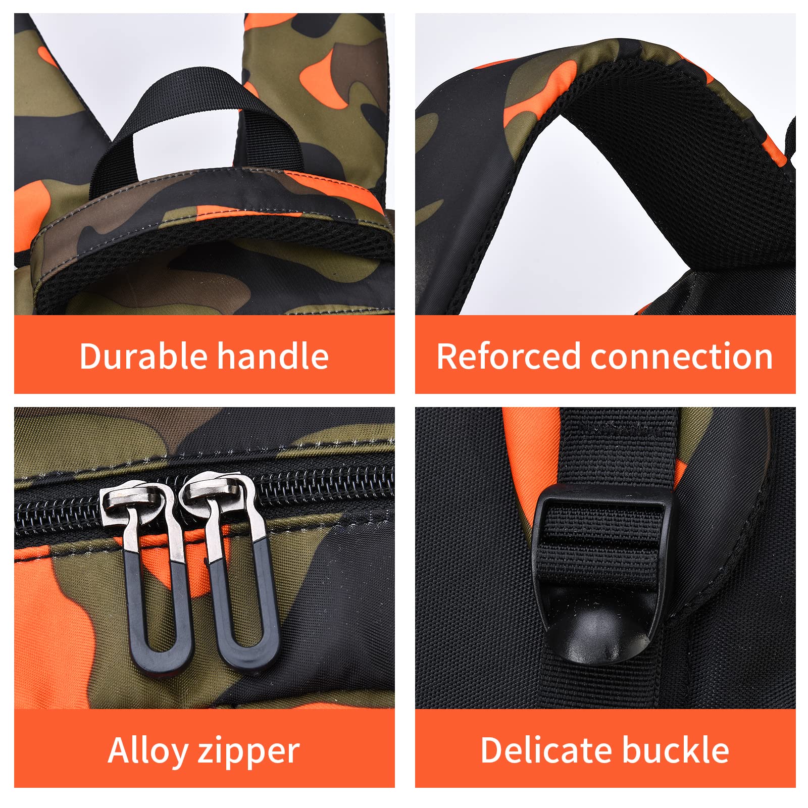 Camouflage Backpack for School, Travel & Outdoor - Christmas Gift for Boys & Girls (DY Camo Orange) - Perfect for Hiking & Daily Use