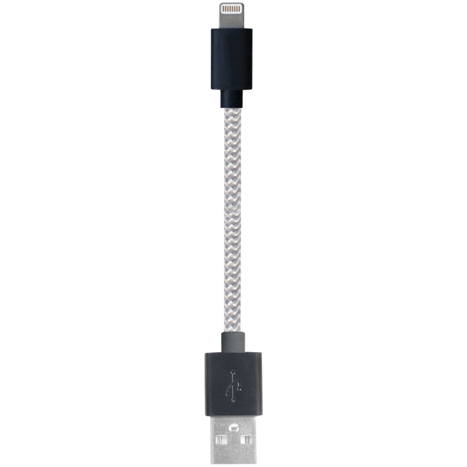 4-Inch Tangle-Free Lightning USB Cable for iPhone - Fast Charging & Sync - Durable Nylon Braided (Black) - Perfect for Home, Office, Car & Travel Use