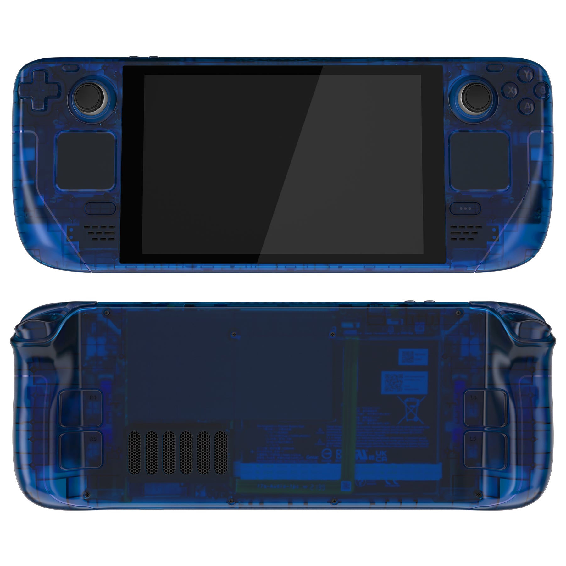 eXtremeRate Custom Full Set Shell with Buttons for Steam Deck LCD - Clear Blue Replacement Case | Durable Protective Cover for Gaming & Travel