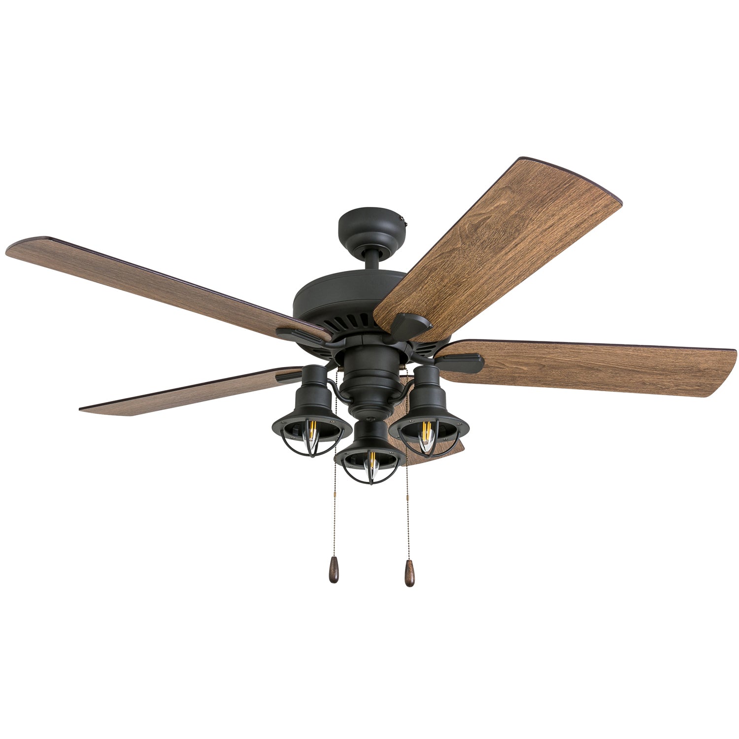 52 Inch Ennora Bronze Ceiling Fan with Pull Chain - Modern Indoor/Outdoor Cooling for Living Room, Bedroom, or Patio