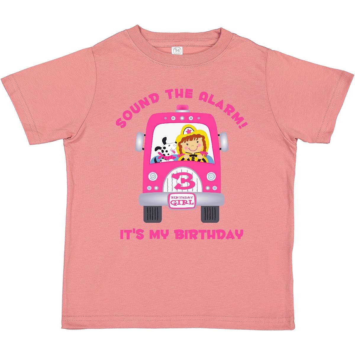 Inktastic Fire Truck Girl 3rd Birthday Toddler T-Shirt - Cute Firefighter Theme Cotton Tee for Toddler Girls - Perfect for Birthday Parties, Playdates & Everyday Wear
