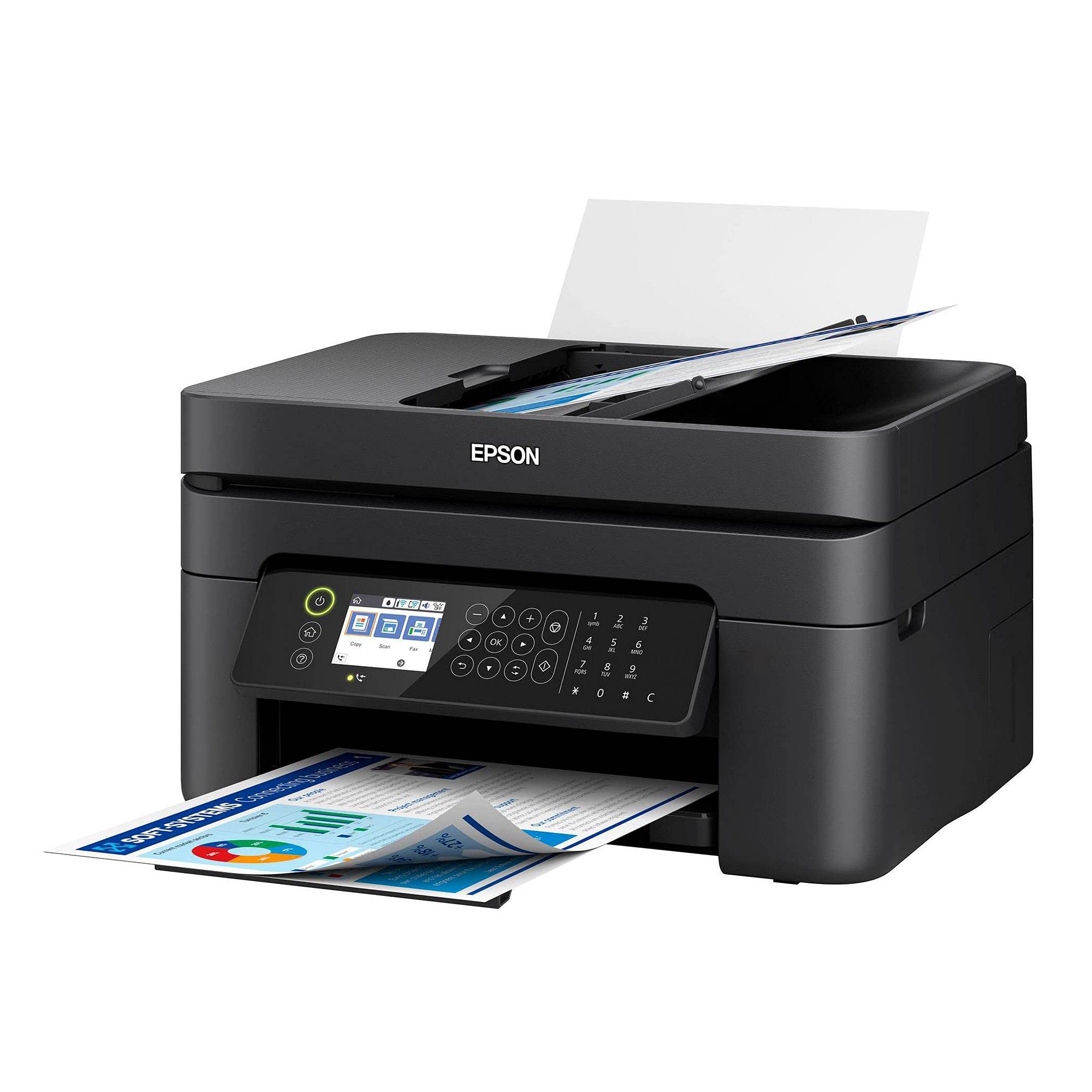 Epson Workforce WF-2850 Wireless All-in-One Color Inkjet Printer with Print, Scan, Copy & Fax - 10ppm, 5760x1440dpi, Auto Duplex, 30-Sheet ADF, Voice Control - Ideal for Home Office & Small Business Productivity