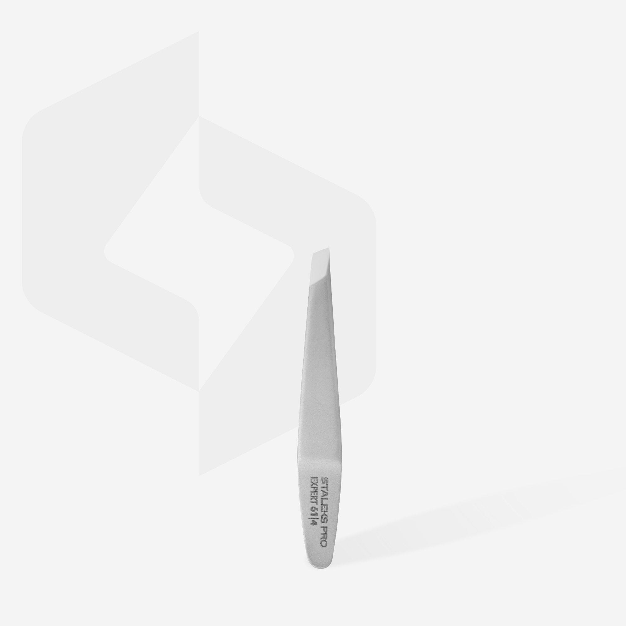 Staleks Expert 61 Slant Tweezers - Professional Eyebrow Tweezers for Precise Hair Removal - Perfect for Salon, Home, and Travel Use