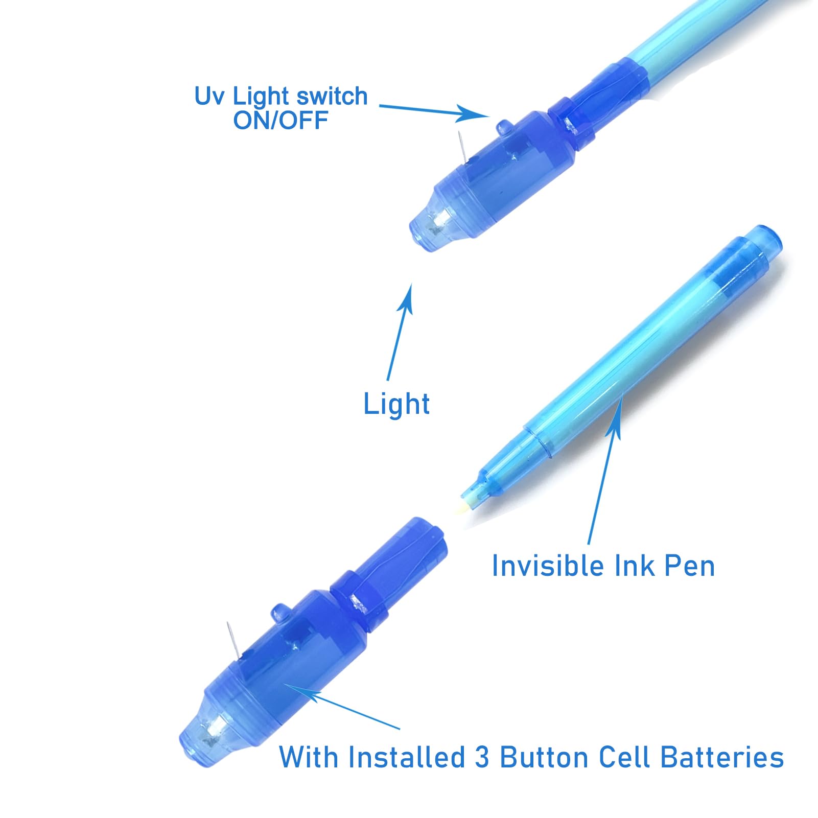 SCStyle 28Pcs Invisible Ink Pen Set with UV Light - Magic Marker for Secret Messages, Birthday Gifts, Easter, Halloween & Christmas Presents - Fun Writing Tool for Kids, Students & Party Games
