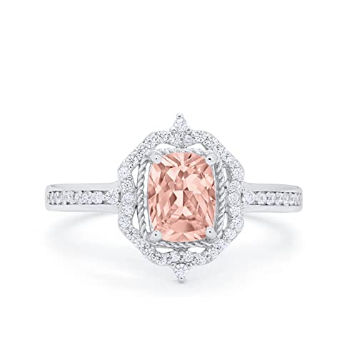14K White Gold Simulated Morganite CZ