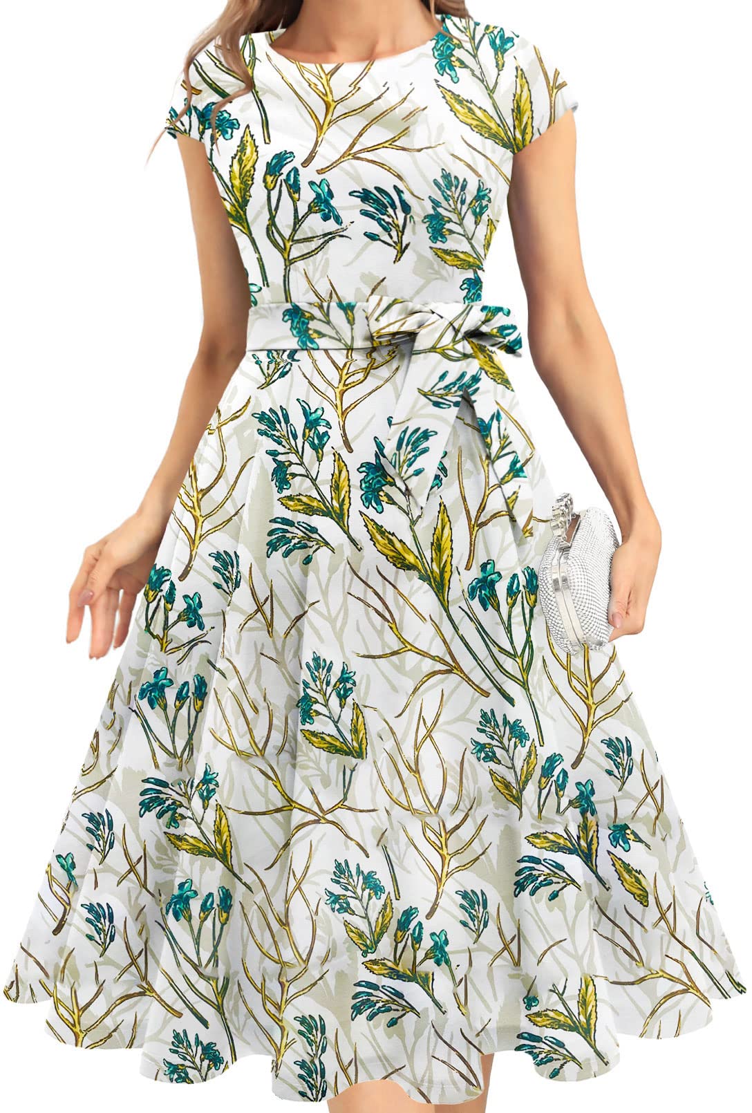 Elegant Women's Cocktail Dresses 2022 - Round Neck A-Line Swing Vintage Dress for Wedding Guest, Fall Party & Casual Tea Party | Perfect for Special Occasions, Date Nights & Formal Events