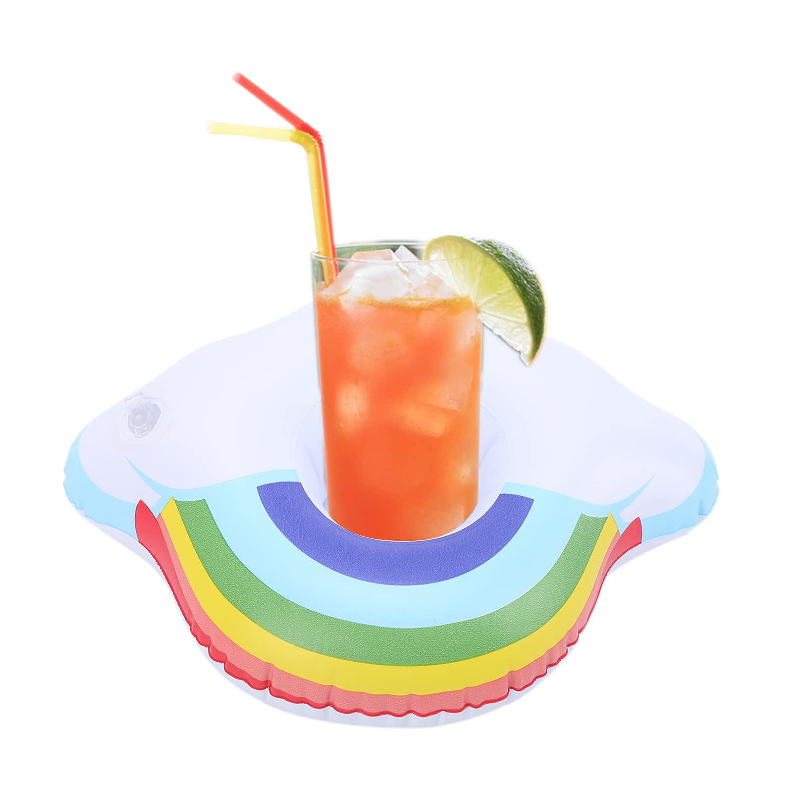 Inflatable Cup Holders for Drinks, Lightweight Cloud & Rainbow Design, ABS Safety Material, Perfect for Pool Parties, Hot Tubs, and Beach Outings