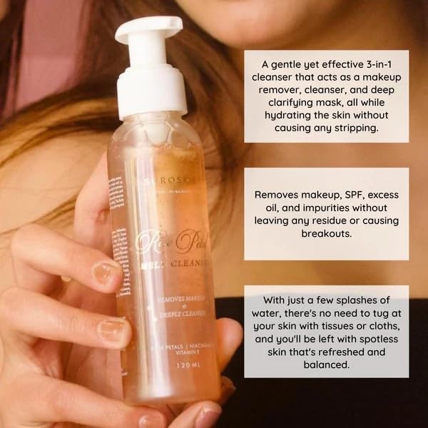 PP Rose Cleanser with Vitamin-E & Sunflower Seed Oil | Gentle Makeup Remover & Pore Cleanser for Dry, Normal, Oily & Sensitive Skin | Men & Women | 120ml | Perfect for Daily Skincare & Deep Cleansing Routine