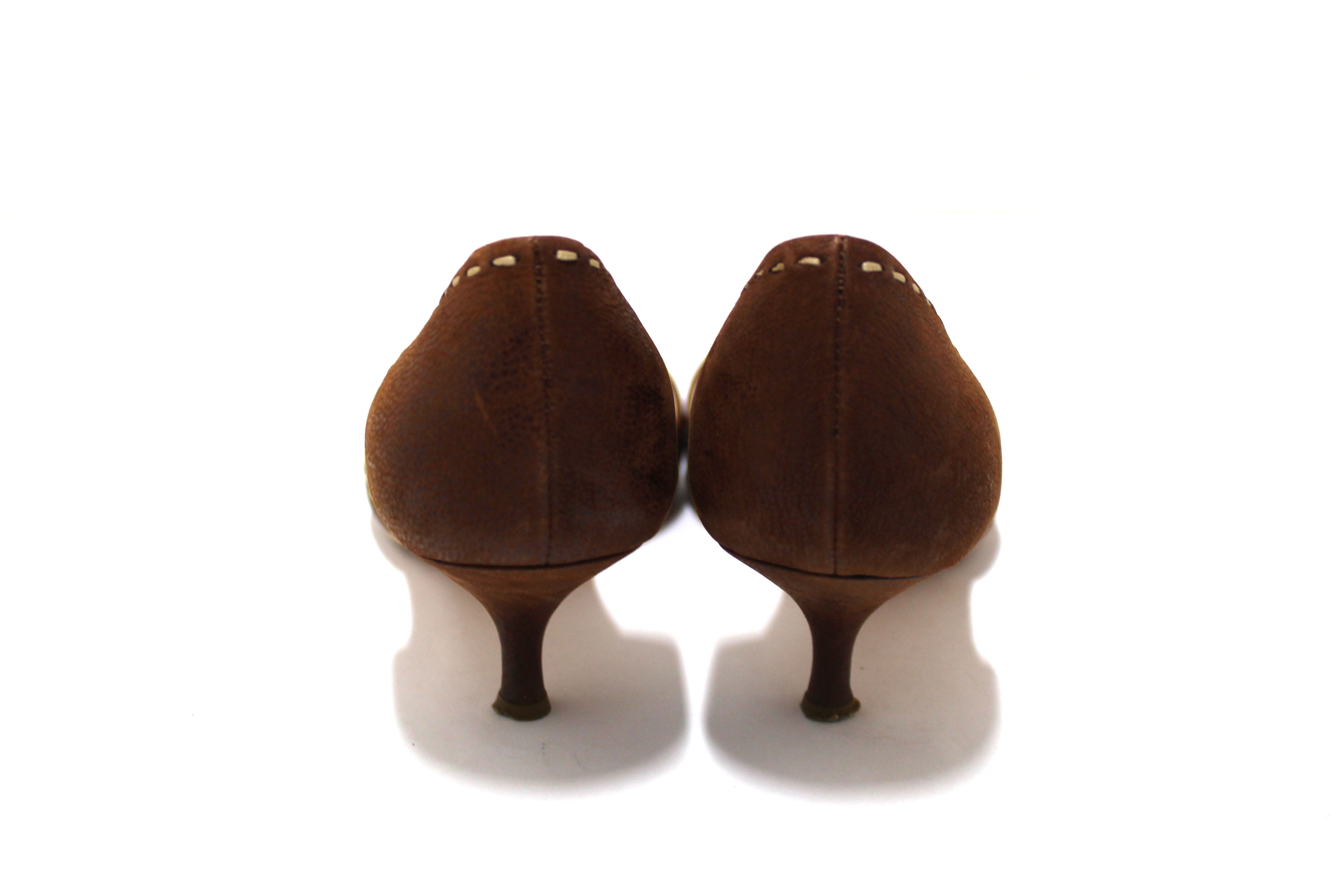 Authentic Prada Brown Suede Buckle Kitten Heels Women's Size 36.5 | Luxury Designer Shoes for Office, Party & Special Occasions