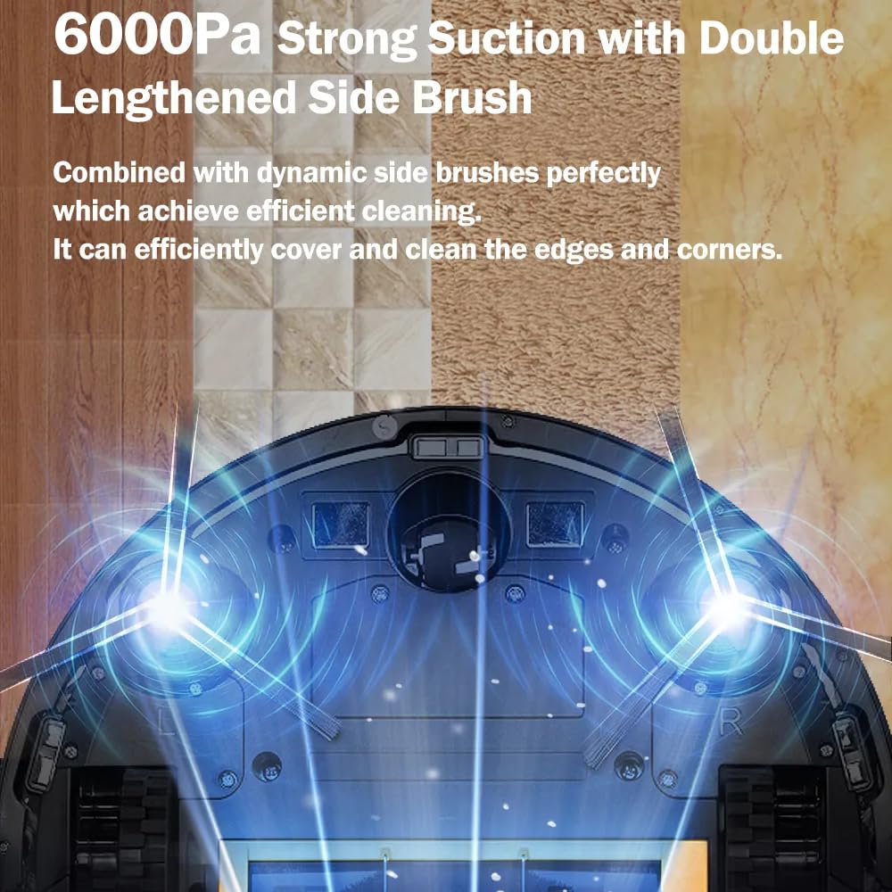 Smart Robotic Vacuum Cleaner with Visual Navigation - Powerful 2000Pa Suction, Auto Mop, WiFi/App Control - Ideal for Hardwood Floors & Pet Hair - 12.9