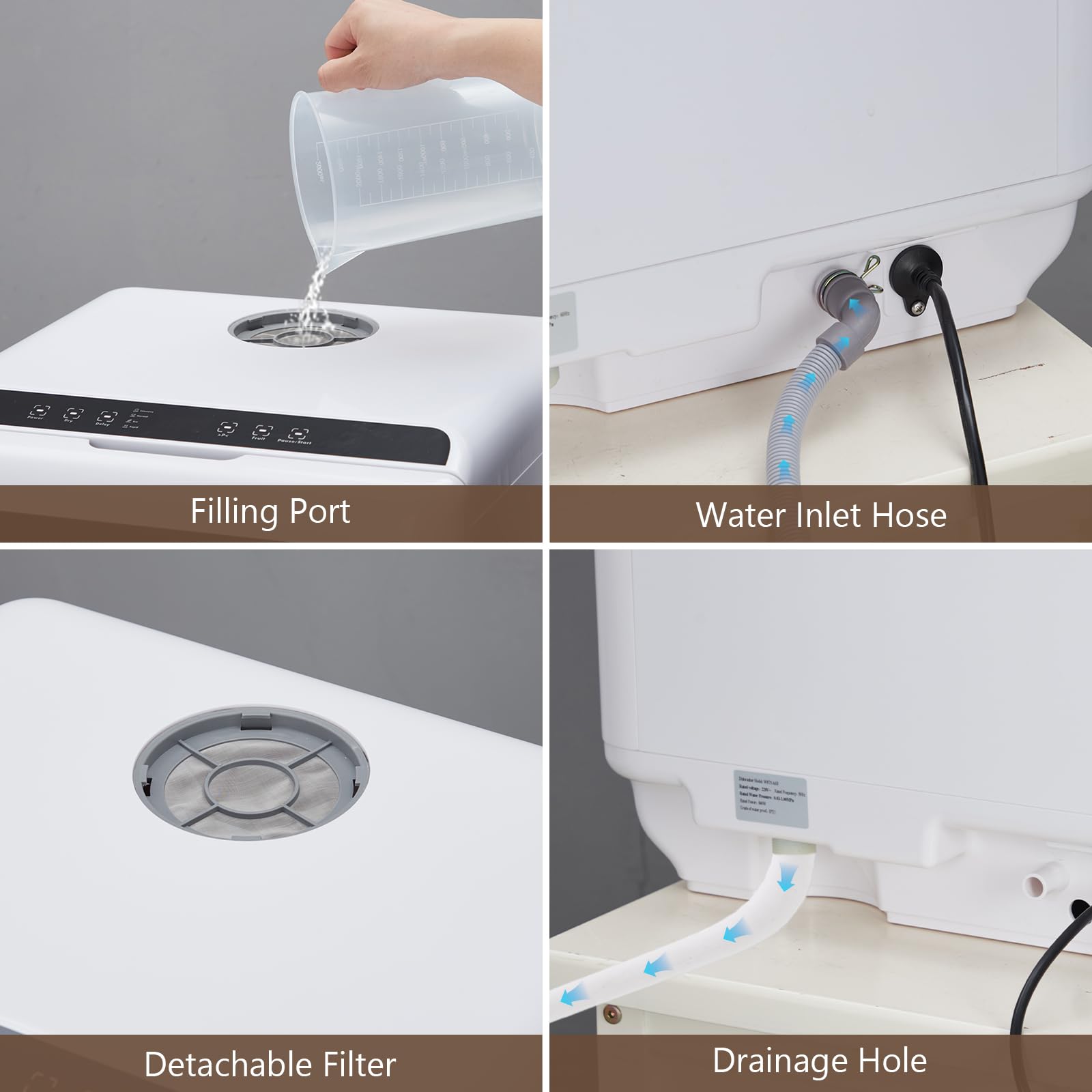 Portable Countertop Dishwasher with Built-in Water Tank - 5 Wash Programs, Dual Spray Arms, 149℉ High-Temperature & Air Dry - Compact Dishwasher for RVs, Apartments, Dorms, Small Kitchens - Perfect for Camping, Tiny Homes & Limited Space Living