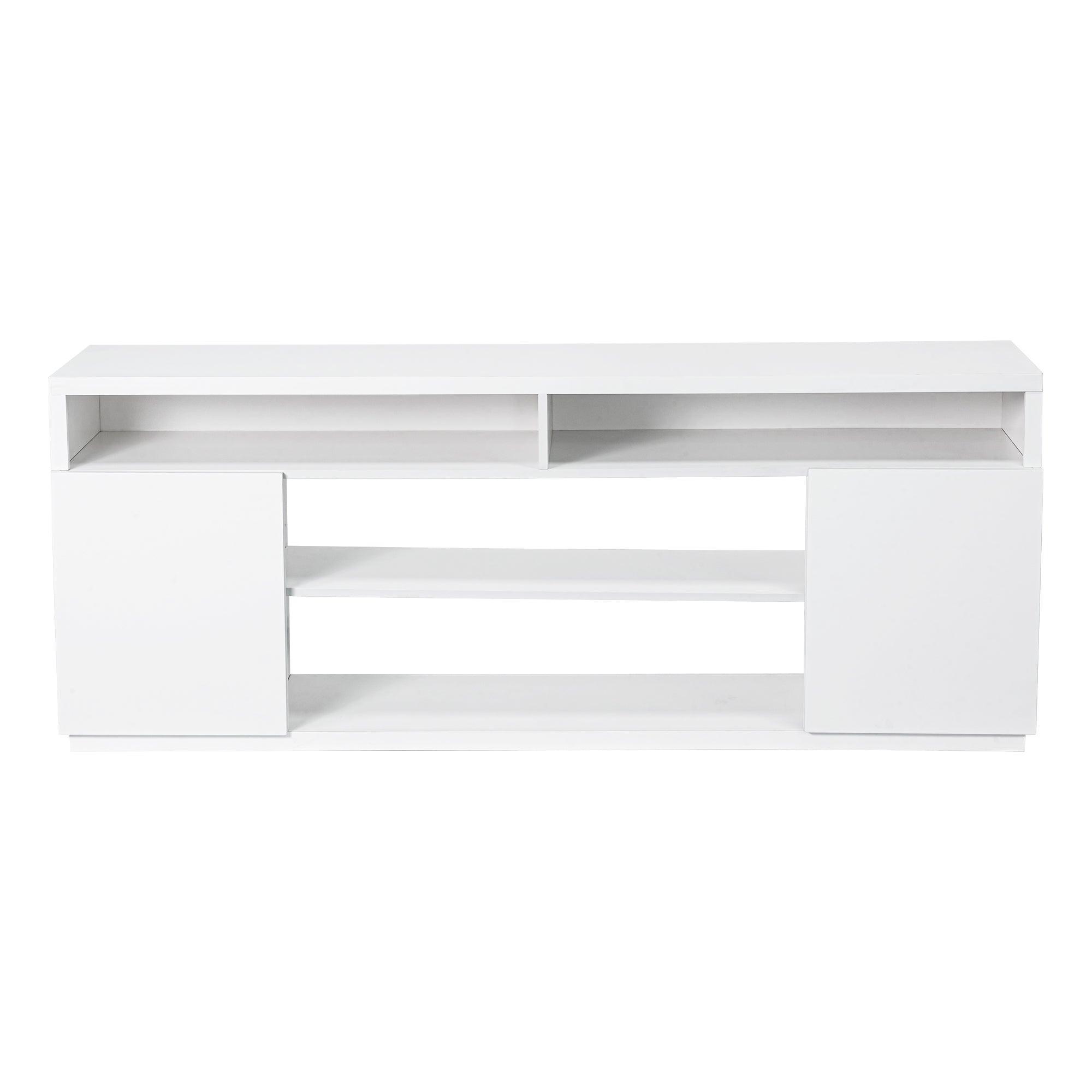 Modern 68-Inch LED TV Stand with 36-Inch Insert Opening & Electric Fireplace - Black or White - Perfect for Living Room Home Theater & Cozy Winter Nights