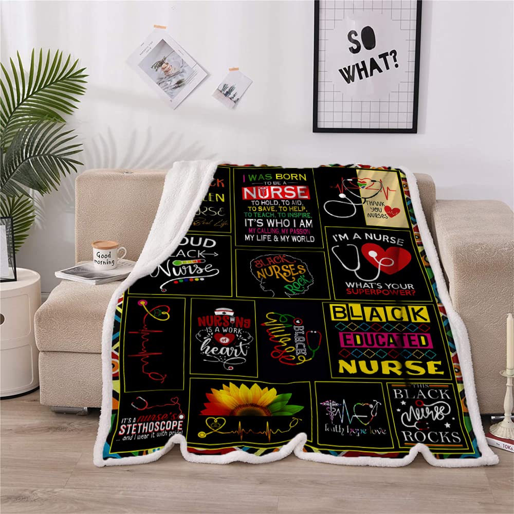 **Premium Sherpa Fleece Throw Blanket for Nurses - Soft, Warm & Fluffy 60