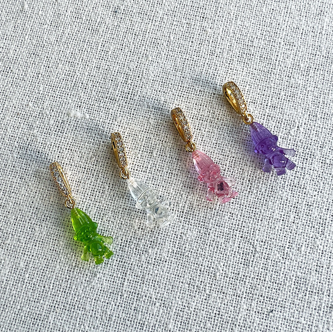 Norwegian Lucky Troll Translucent Pendant with Pave Gold Connector - Perfect for Necklaces, Bracelets & Gift Giving