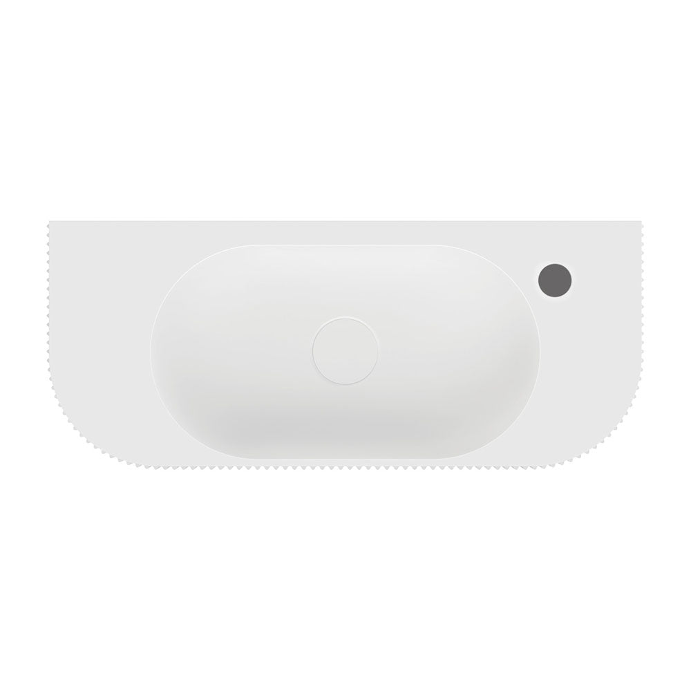 Fienza CSB310 1 Minka Solid Surface Wall Mount Bathroom Sink with Single Faucet Hole - Modern Vanity Basin for Powder Room, Guest Bath & Small Space Installation