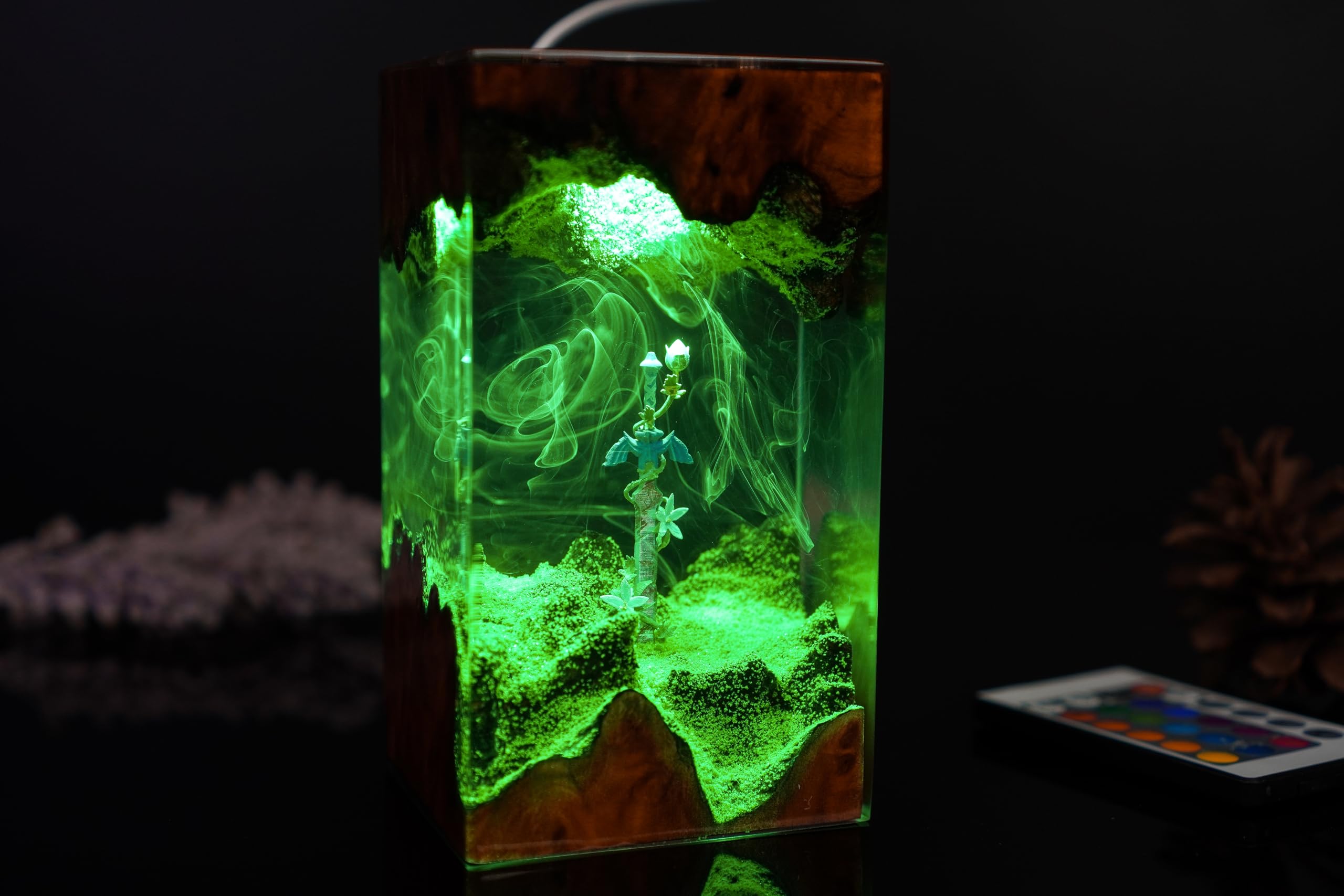 Legend of Zelda Master Sword & Silent Princess Flower Night Light - 8x15cm Resin Wood Gaming Lamp for Bedroom, LoZ/TOTK/BOTW Themed Decor, Perfect Gift for Gamers & Birthday Present - Creates Cozy Gaming Atmosphere