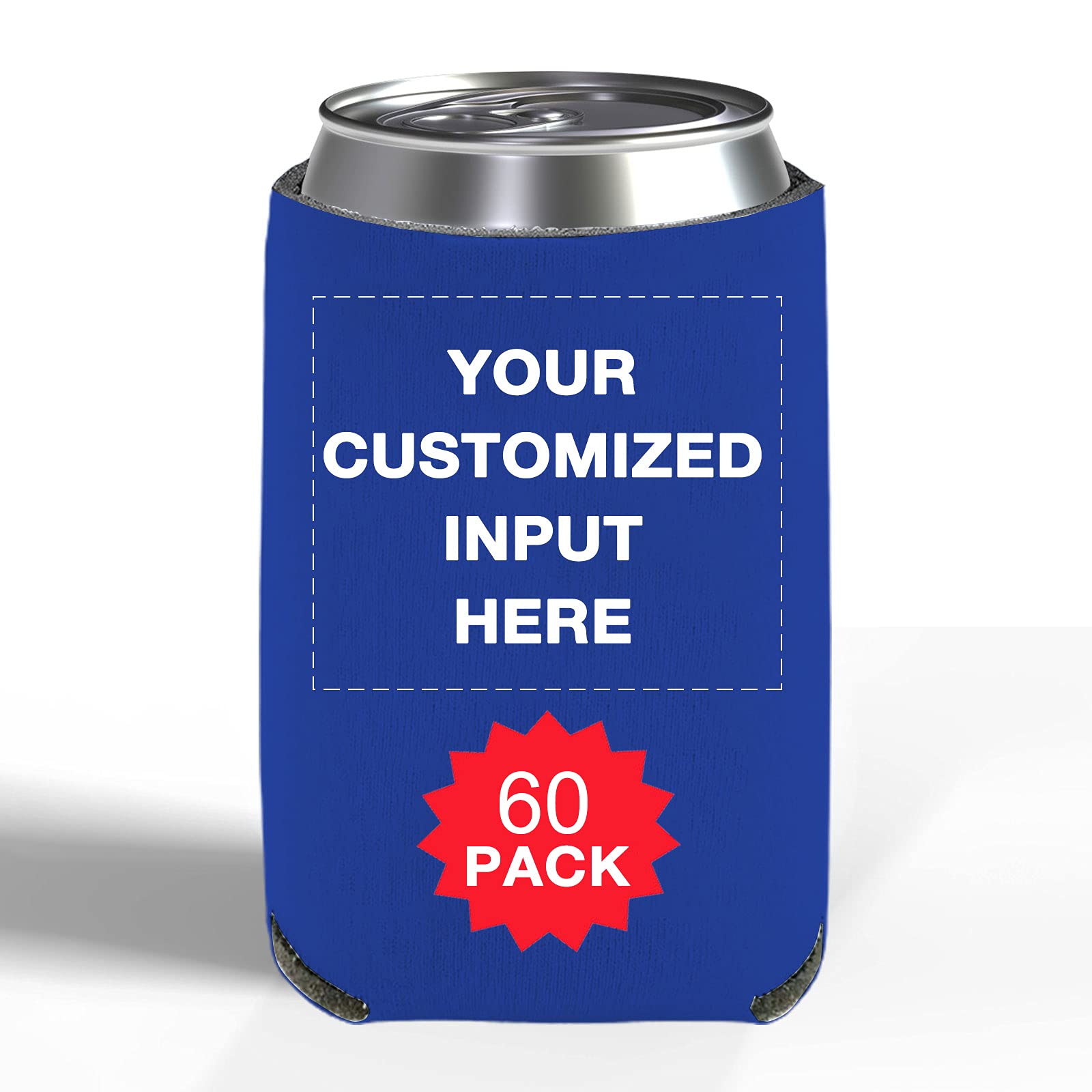 Custom Personalized Beer Can Sleeve Coolers (60pcs Bulk) - Photo & Logo Insulated Beverage Holders for Weddings, Fishing, Picnics & Outdoor Parties | Keep Drinks Cold at BBQs, Tailgates & Events