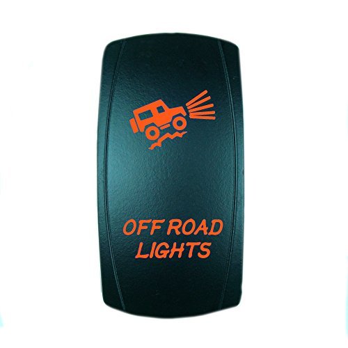 STVMotorsports 12V 20A Laser Backlit Orange Rocker Switch - Off Road LED Light for Trucks, Jeeps & ATVs - Waterproof On/Off Switch for Night Driving & Off-Road Adventures