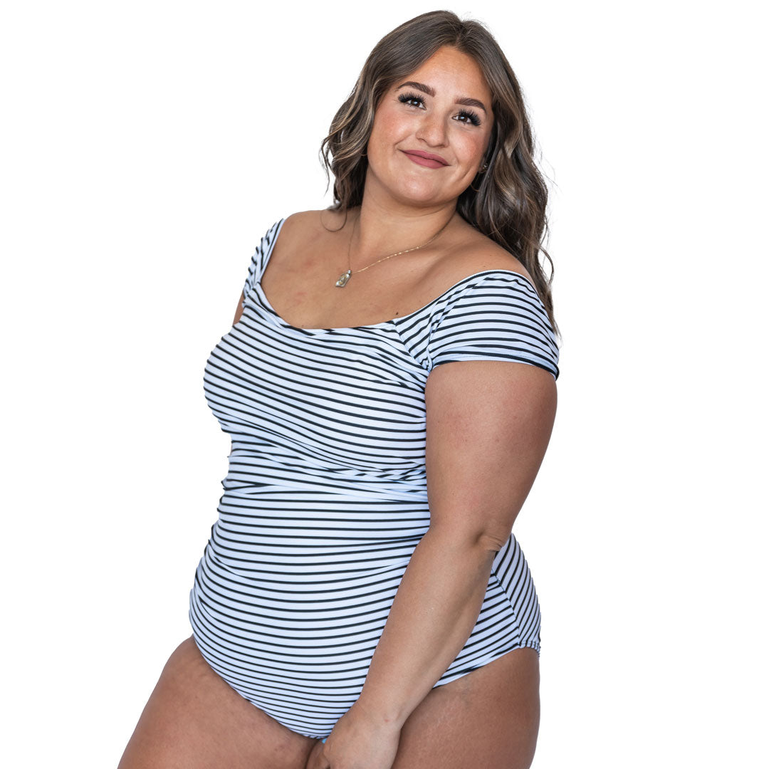 Bardot Women's One Piece Swimsuit - Sexy High Cut Bathing Suit with Tummy Control for Beach, Pool & Vacation | Plus Size Swimwear for Summer
