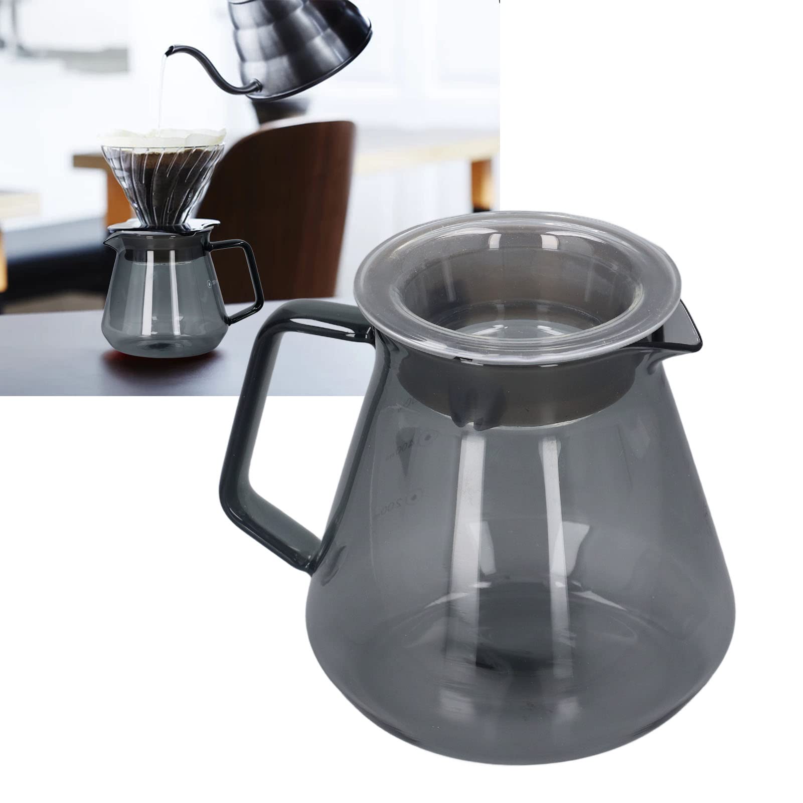 Premium 300ml High Borosilicate Glass Coffee Carafe - Electroplated Grey Replacement Pot for Drip Coffee Makers | Durable & Heat-Resistant for Home Kitchen, Office, or Coffee Shop Use