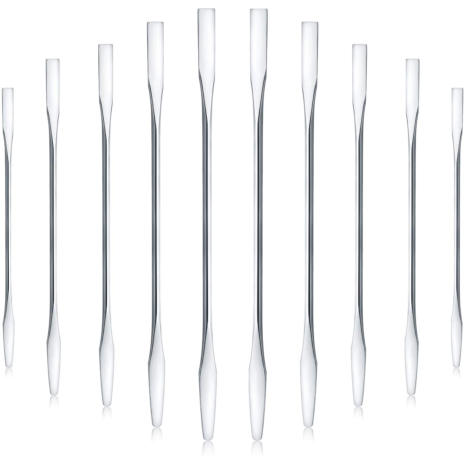 10-Piece Stainless Steel Makeup Spatula Set - Double-Headed Depotting Scoop & Mixing Tool for Cosmetics, Foundation, Creams - Perfect for DIY Beauty, Salon Use & Professional Makeup Artists