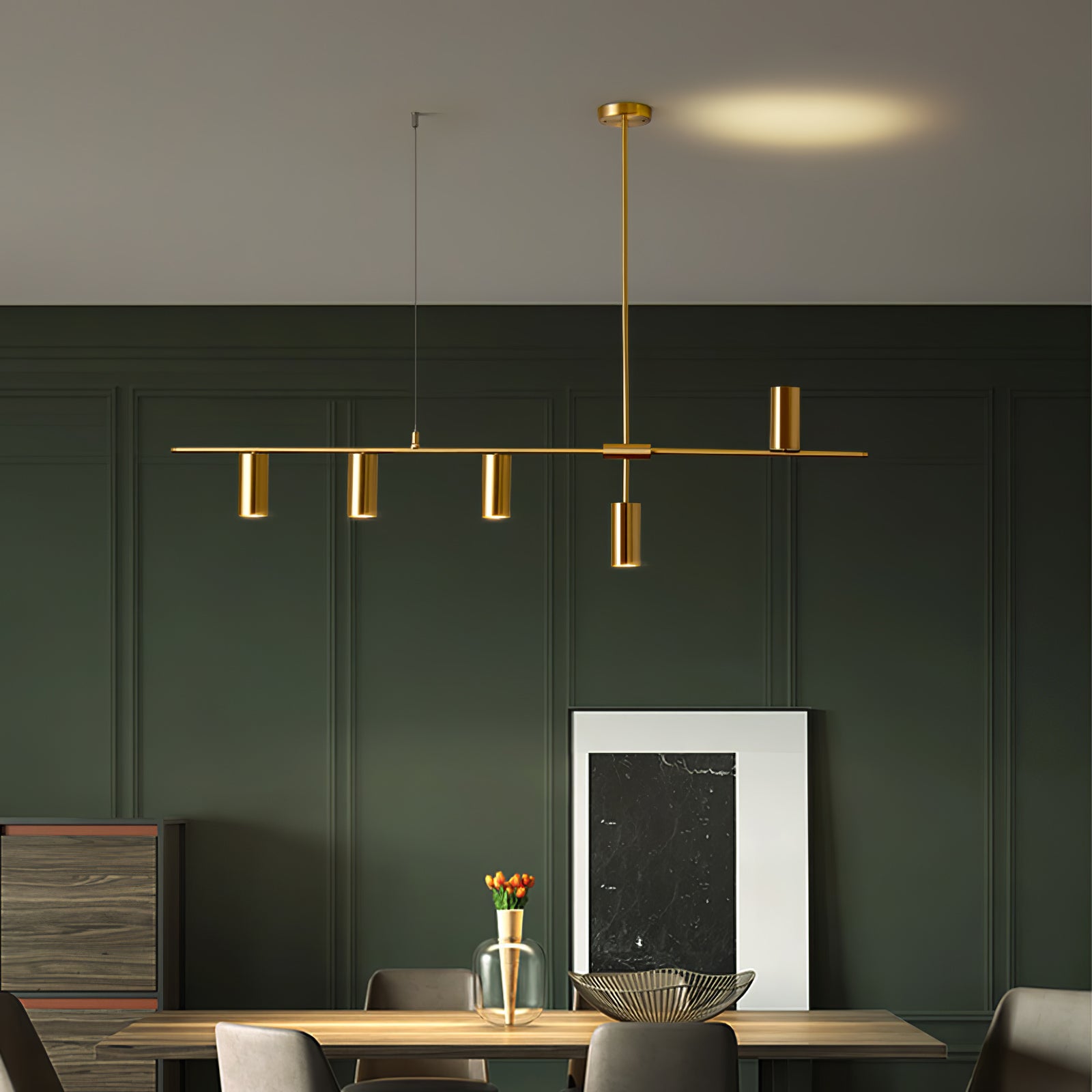 Modern Cassandra Linear Chandelier - Sleek 6-Light LED Pendant Lighting Fixture for Dining Room, Kitchen Island & Living Room Decor
