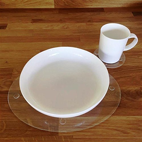 Clear Oval Placemat and Round Coaster Set of 8 - Non-Slip Table Protectors for Dining, Coffee Tables & Home Decor - Perfect for Everyday Use & Entertaining Guests