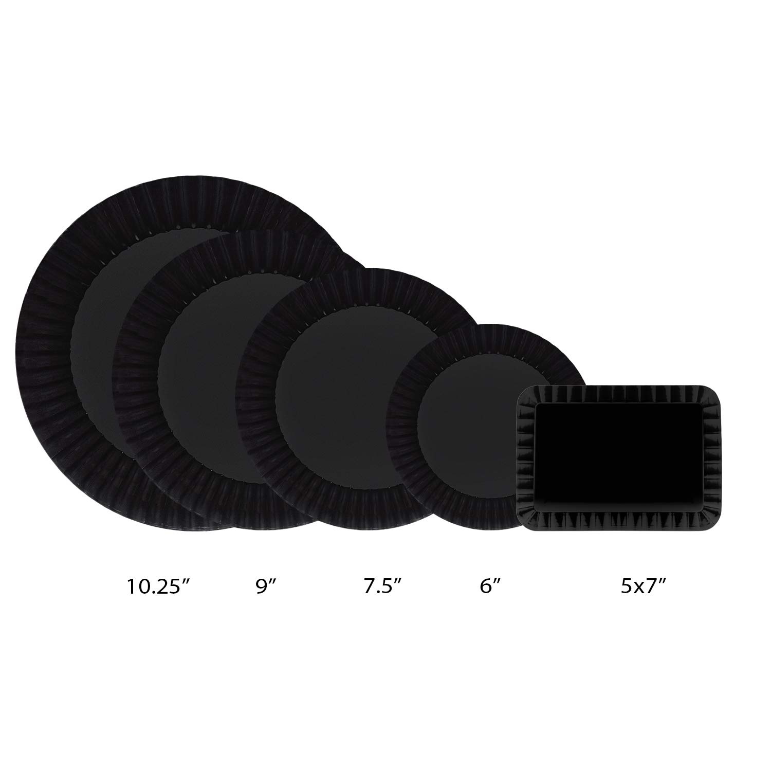 Premium 7.5-Inch Round Black Plastic Party Plates - 24 Pack of Durable Disposable Dinner Plates for Birthday, BBQ, Picnic & Salad Serving - BPA-Free Heavy Duty Tableware