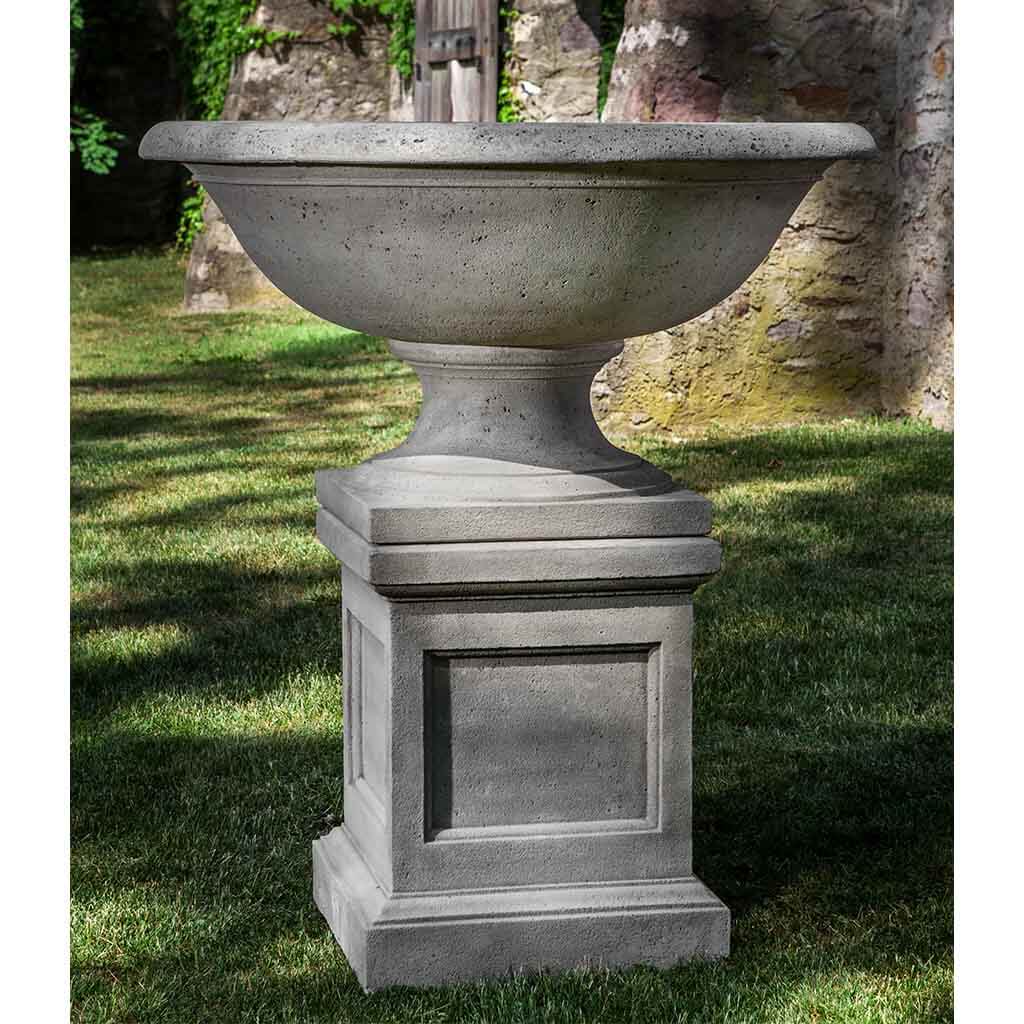 Campania International Monteros Urn with St. Louis Pedestal - Elegant Outdoor Garden Urn for Flowers, Plants & Decorative Accents - Perfect for Patio, Porch & Landscape Decor