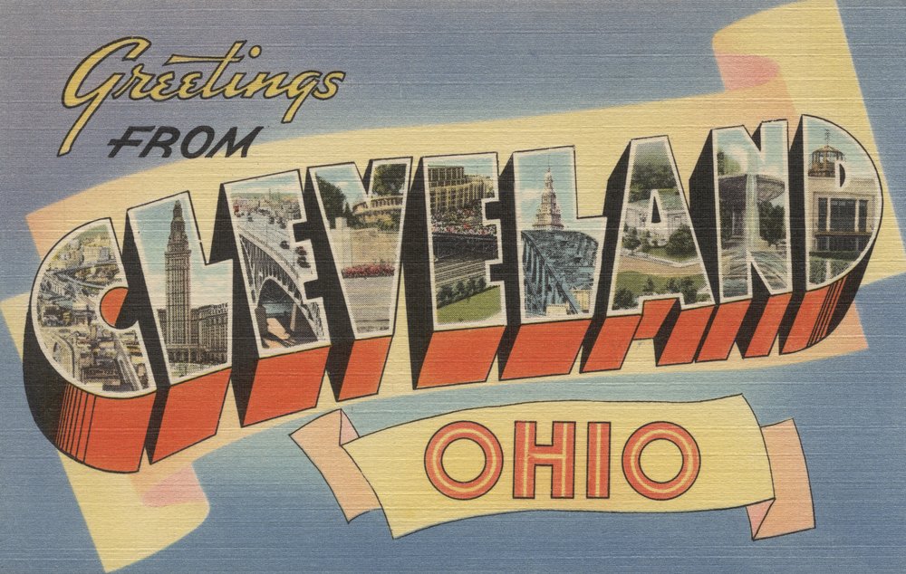 Signed Cleveland Ohio Skyline Art Print - Light Blue 24x36 Wall Decor Poster for Home, Office & Gift Ideas | Greetings from Ohio Collection