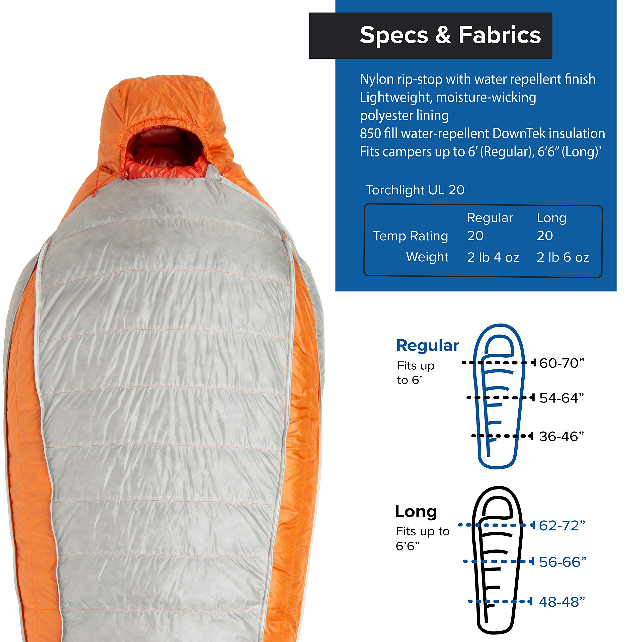 Big Agnes Torchlight UL Expandable Down Mummy Sleeping Bag - Ultralight & Warm for Backpacking, Camping & Hiking - Perfect for Cold Weather Adventures