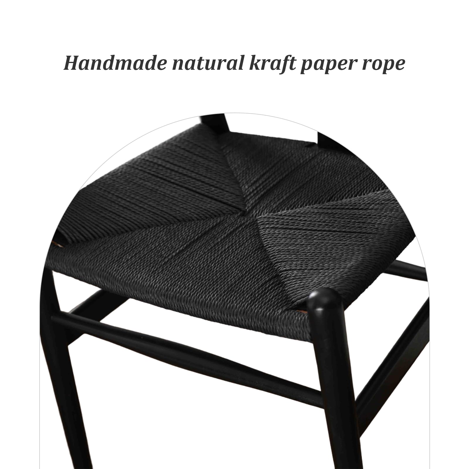 Premium Wishbone Chair - Solid Ash Wood Frame with Woven Seat - Modern Black Dining Chair for Kitchen, Restaurant & Home Decor - Set of 1 (Ash Wood - Black) - Perfect for Farmhouse, Scandinavian & Minimalist Interiors