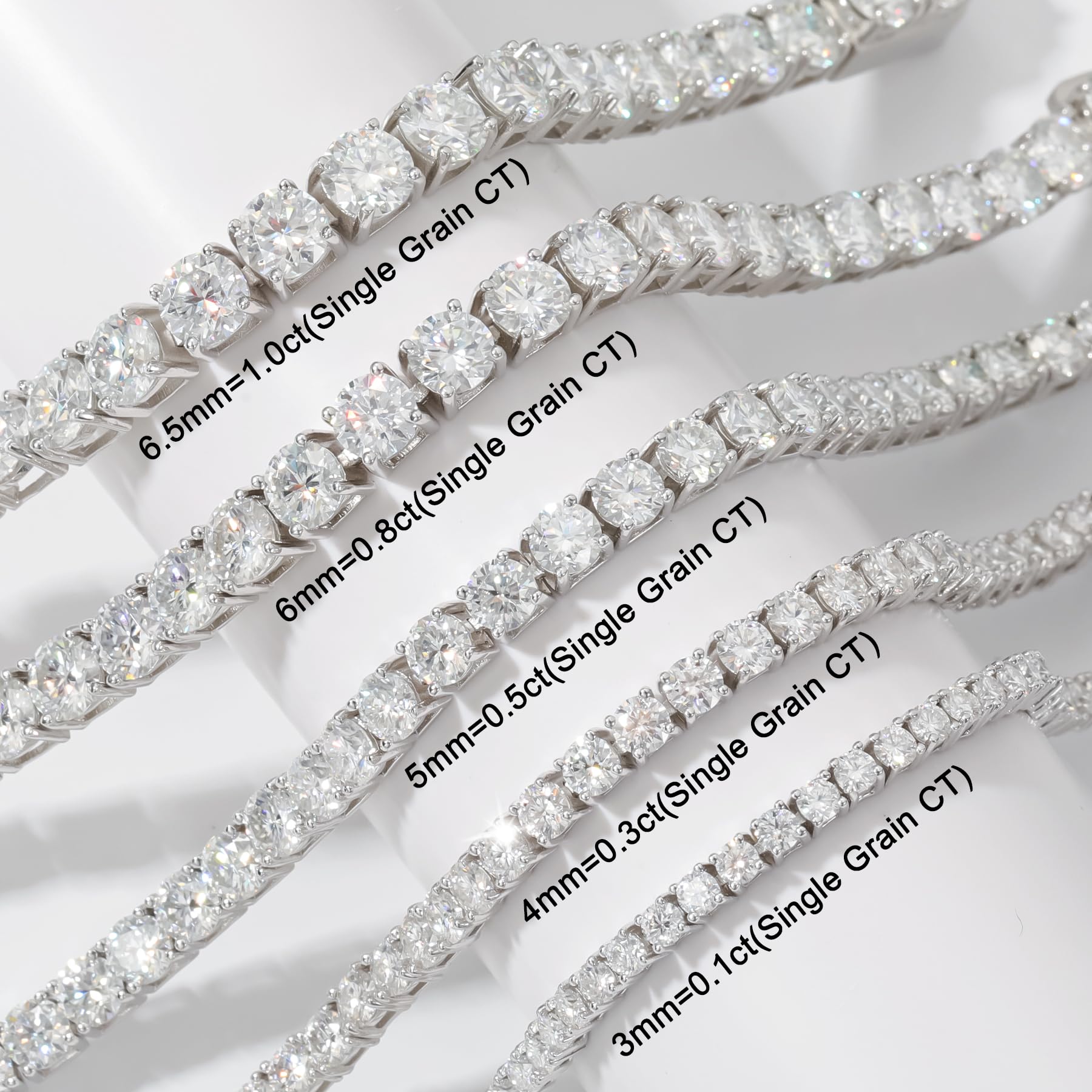 2-6.5mm Moissanite Tennis Bracelet for Women & Men - Durable Cubic Zirconia Bracelet Jewelry Gift for Anniversary, Wedding, Birthday - Perfect for Daily Wear & Special Occasions