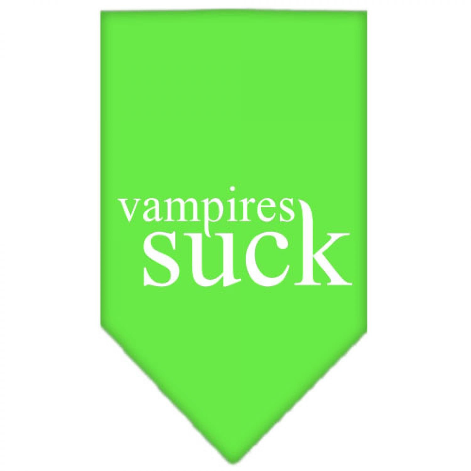 Halloween Pet Bandana for Dogs - 'Vampires Suck' Screen Printed Lime Green Large Size - Perfect for Halloween Costumes & Pet Parties