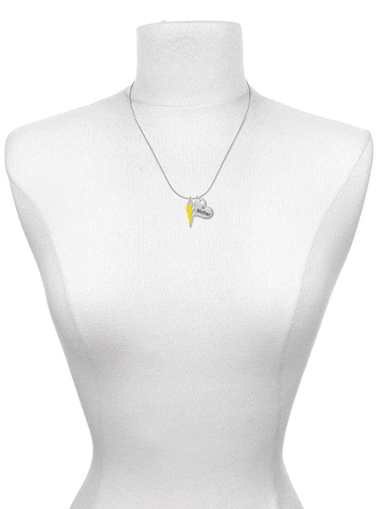 Delight Jewelry Sterling Silver Enamel Lightning Bolt Mother Daughter Heart Necklace Set - 19