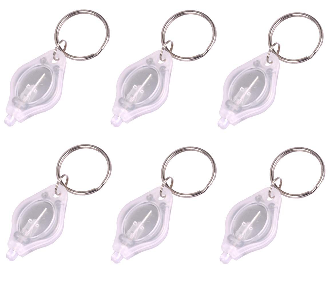 RaySoar 6-Pack Ultra Bright Mini LED Keychain Flashlight - White Light with White Shell | Compact Keyring Flashlight for Emergency, Camping, Hiking & Everyday Carry (EDC)