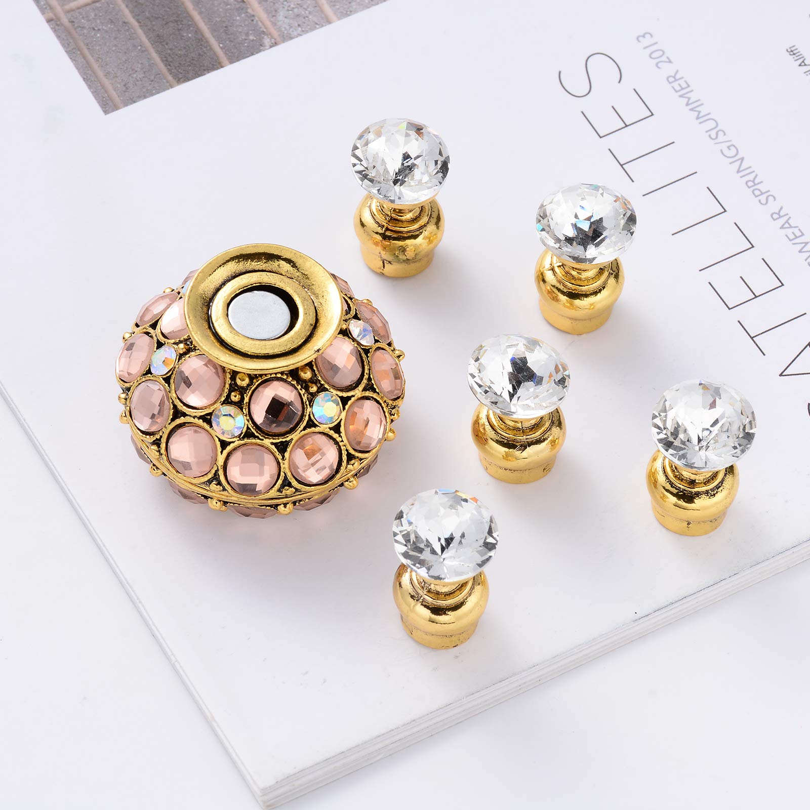 NICENEEDED 5-Piece Magnetic Nail Tip Practice Stand Set with Base Holder - Golden Salon Nail Art Accessories for DIY Manicure, Nail Extension Training & Professional Practice | Perfect for Home Use, Beauty Schools & Nail Salons