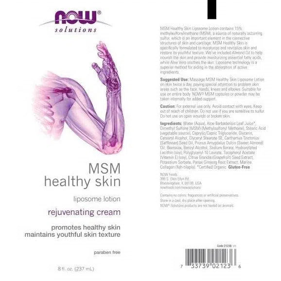 NOW Solutions MSM Liposome Lotion for Healthy Skin - Moisturizing Body Lotion with MSM for Smooth, Hydrated Skin - Perfect for Dry Skin Care & Daily Moisturizing Routine
