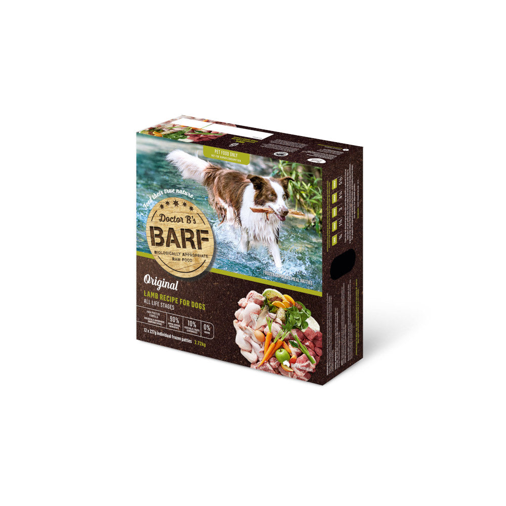 Premium BARF Frozen Raw Lamb Dog Food - All Life Stages, Grain-Free, High Protein - Perfect for Puppies, Adults & Senior Dogs - Supports Digestion & Healthy Skin