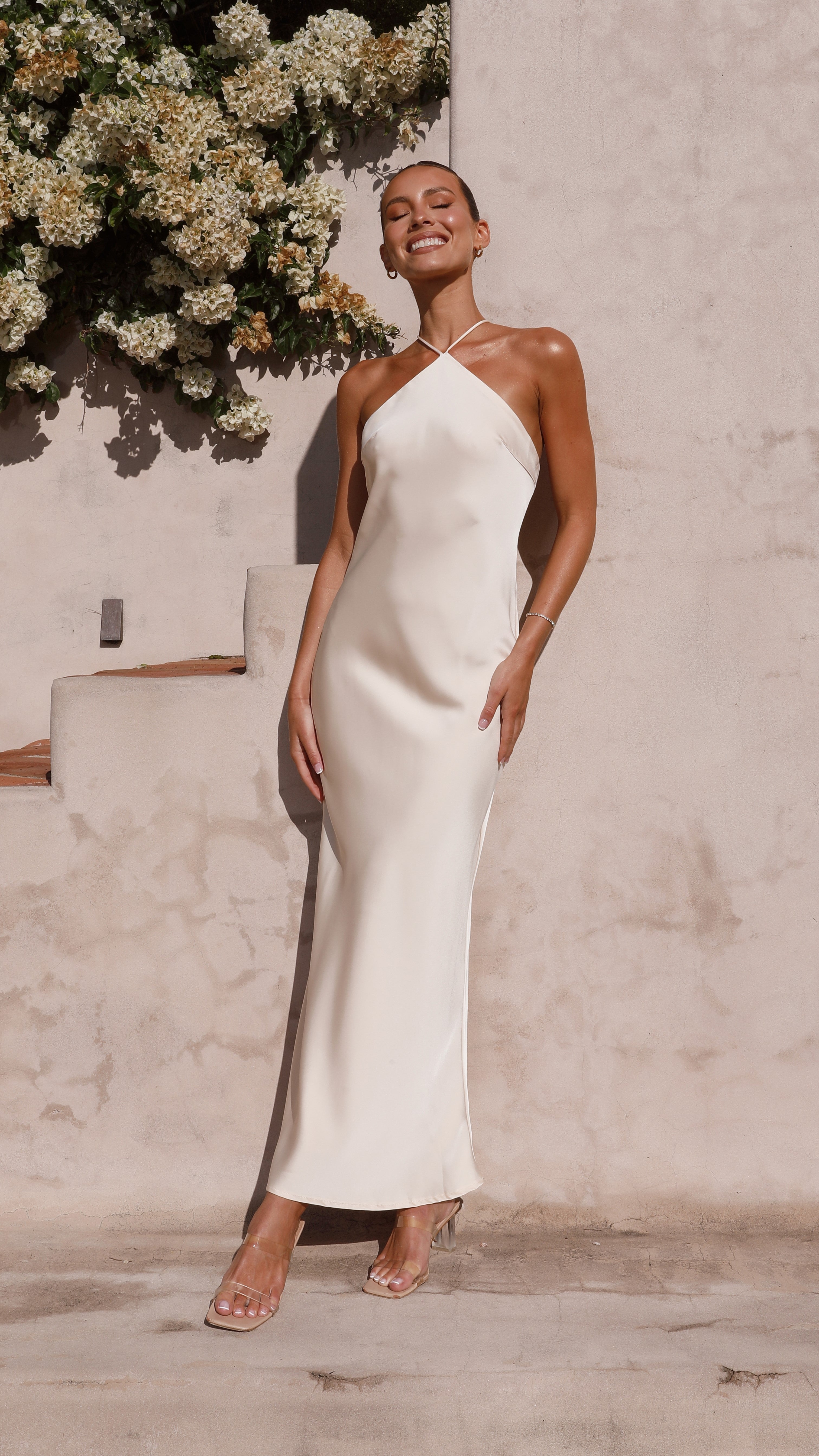 Elegant Chiara Maxi Dress in Champagne - Perfect for Weddings, Parties & Summer Vacations