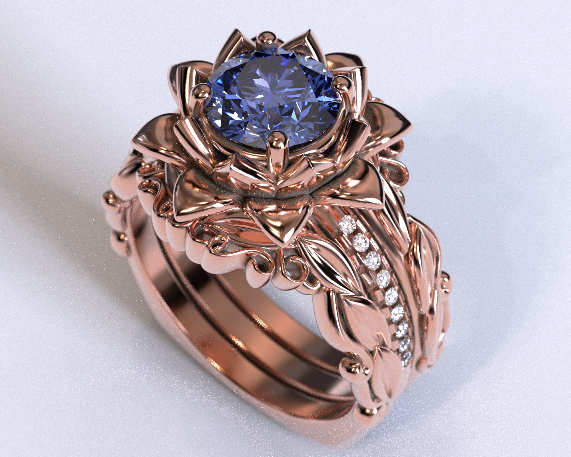 Exquisite Tanzanite Wedding Ring Set for Women – Elegant Floral Design, Perfect for Engagement, Anniversary & Bridal Jewelry Gifts