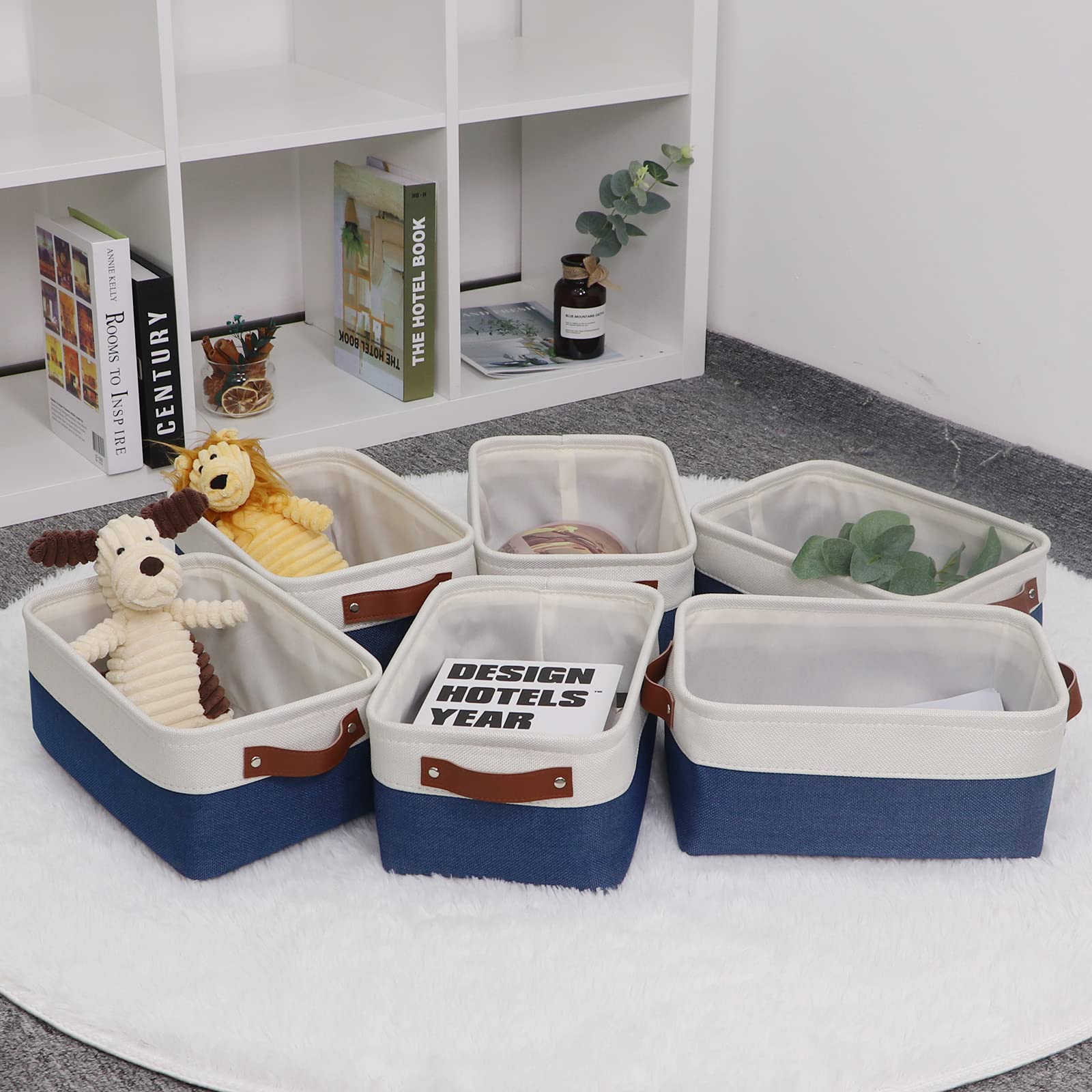 Foldable Fabric Storage Baskets (6-Pack) - Small Organizing Bins for Shelves, Closets & Nursery - 11.8