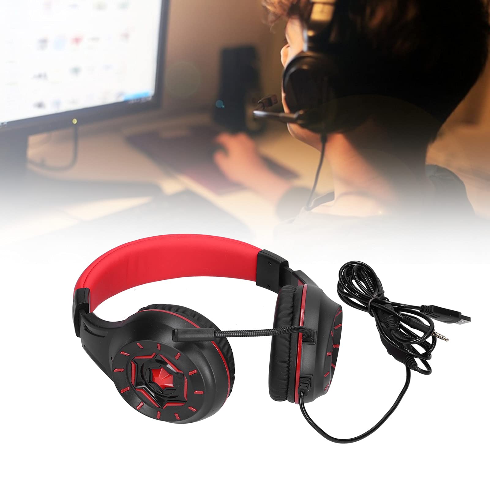 Wired Gaming Headset with Microphone - 3.5mm Stereo Over-Ear Noise Cancelling Headphones for PC, Laptop, PSP - Perfect for Gaming, Streaming & Online Meetings
