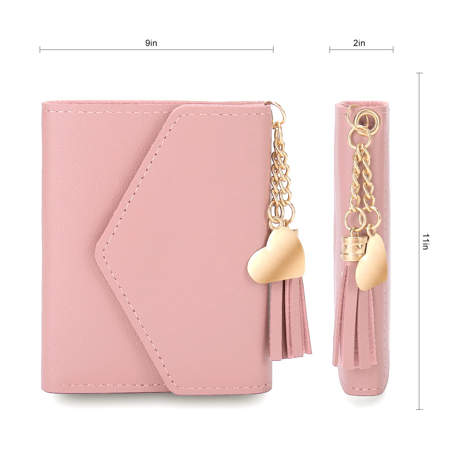 CHAOFANXI Slim Women's Wallet - Small Synthetic Leather Card Holder with Zipper Coin Purse for Ladies (Pink) | Perfect for Everyday Use, Travel & Minimalist Lifestyle