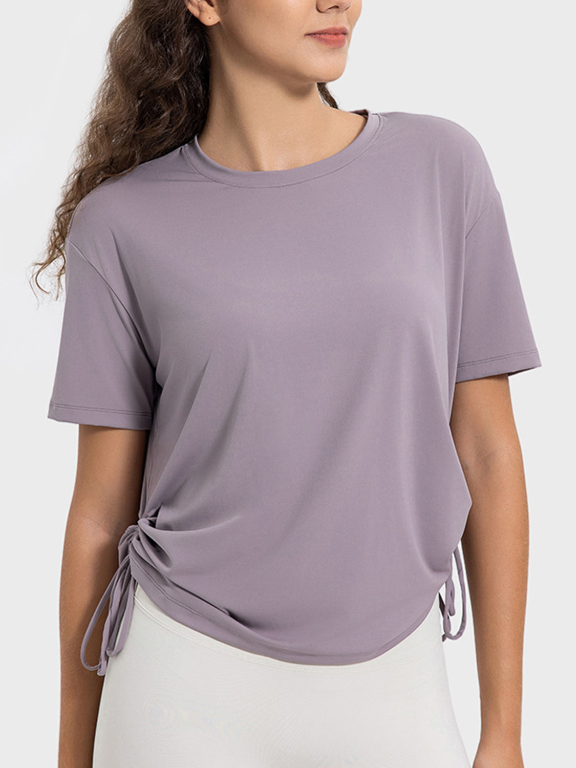Breathable Drawstring Round Neck Short Sleeve Active T-Shirt for Men & Women - Perfect for Gym, Running, Yoga and Casual Wear